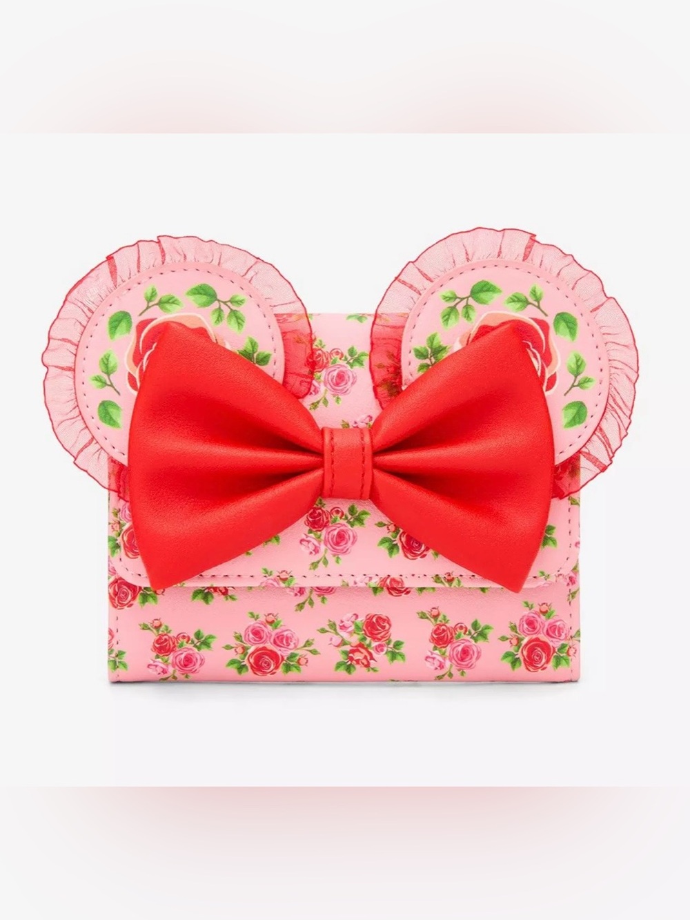 Loungefly Disney Minnie Mouse Pink & Red Rose Mini Flap Wallet - NWT - Picture 1 of 4